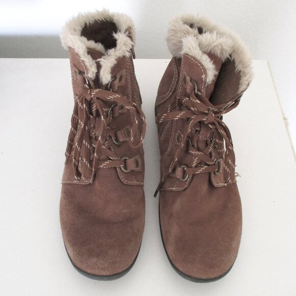 Earth Origins "Crowley" Womens Tan Leather & Fur Side Zip Hiking Boot - Size 11M - Picture 4 of 8